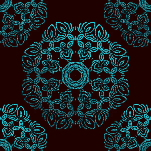 Mandala Décoratif Bleu Cyan Vintage Élément Ethnique Modèle Oriental Illustration — Image vectorielle