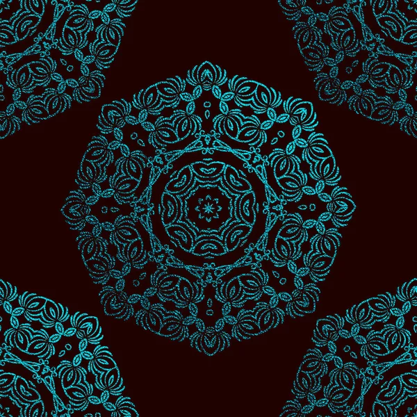 Mandala Decorativo Blu Cyan Vintage Elemento Etnico Modello Orientale Illustrazione — Vettoriale Stock