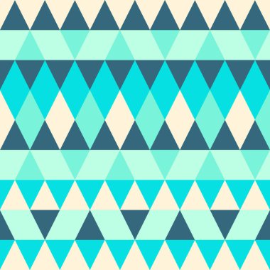 Kesintisiz renkli soyut üçgenler desen. Geometrik şekiller Retro arka plan. Parlak modern mozaik zemin. Vintage üçgen süsleme. Yaratıcı kapak, dekoratif desen. Vektör çizim.