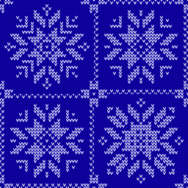 Seamless Winter New Years Pattern Blue White Knitted Christmas Background — Stock Vector