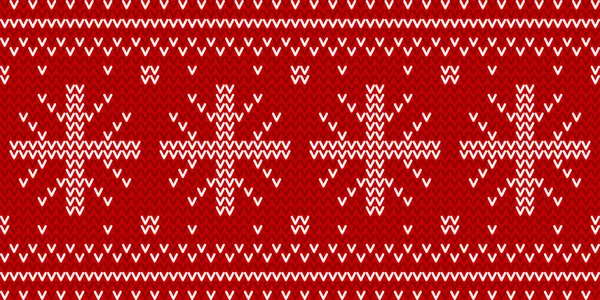 Christmas Traditional Seamless Winter Pattern Red White Knitted Geometric Background — Stock Vector