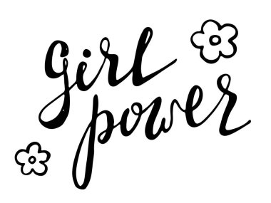Kız güç siyah beyaz alıntı. GRL pwr, feminizm yazı. Kadın değil. Kadın sembolleri. Çizilen illüstrasyon vektör ver. Poster, t gömlek, kartpostal olarak Yazdır-ebilmek var olmak kullanılmış.