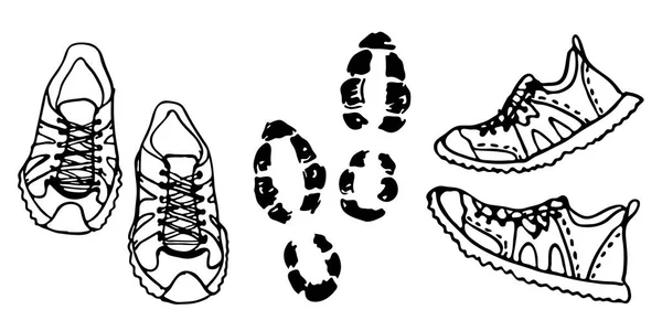 Sneakers Disegnate Mano Sfondo Bianco Motivazione Sportiva Esegui Concept Illustrazione — Vettoriale Stock
