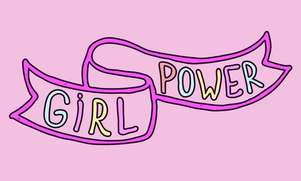 Frauenpower Grl Pwr Handgezeichnete Schrift Frauenrechte Parole Feminismus Symbole Vektorillustration — Stockvektor