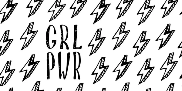 Girlpower Citat Med Sömlösa Mönster Grl Pwr Slogan Kvinnliga Feminism — Stock vektor
