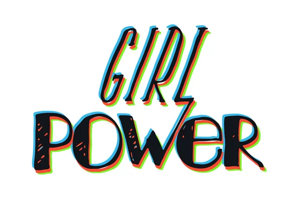 Slogan Gadis Dengan Efek Stereo Menggambar Tulisan Tangan Wanita Itu - Stok Vektor