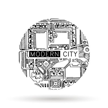 Mimari mürekkep arka plan, inşaat logo doodle ile eşleştirir. Tasarım öğesi için bir bina, mimari, tasarım, geliştirme şirketi. El çizilen çerçeve. Vektör çizim