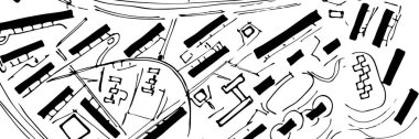 Doodle kent harita dokusu. Kentsel mimari plan, çizim tekniği. Sokak haritası. Mimari afiş. Vektör çizim.