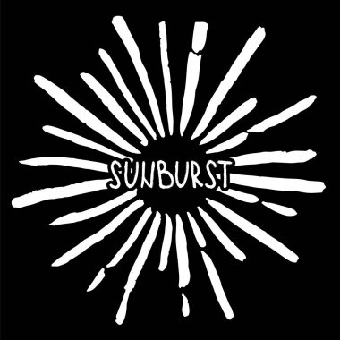 Güneş patlaması. Son moda el retro sunburst çekilmiş. Patlama ışınları tasarım öğeleri için logo, etiket, damga, t gömlek, afiş, amblem. Vektör çizim