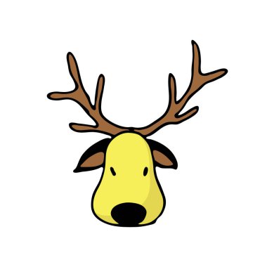 Renkli Noel simge - geyik doodle. Şirin el çekilmiş tasarım öğesi sizin için. Noel ve yeni yıl sembolleri neşeli, yazı. Vektör çizim