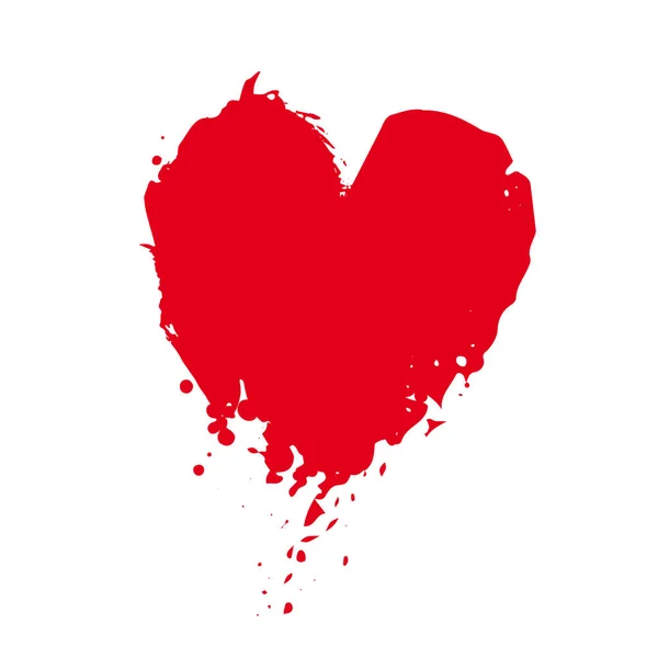 Grunge Red Heart Shape Textured Valentine Day Romantic Wedding Symbol — Stock Vector