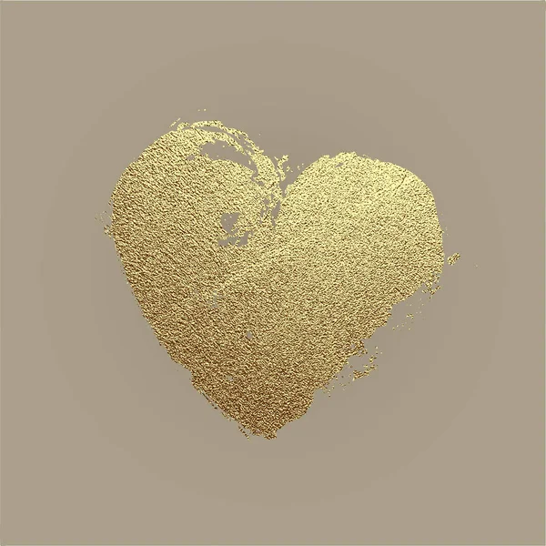 Heart Gold Foil Glitter Icon Luxury Valentine Wedding Birthday Greeting — Stock Vector