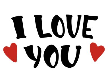 El yazılı cümle seni seviyorum. Sevgililer günü kartı.
