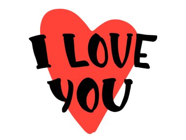 El yazılı cümle seni seviyorum. Sevgililer günü kartı.