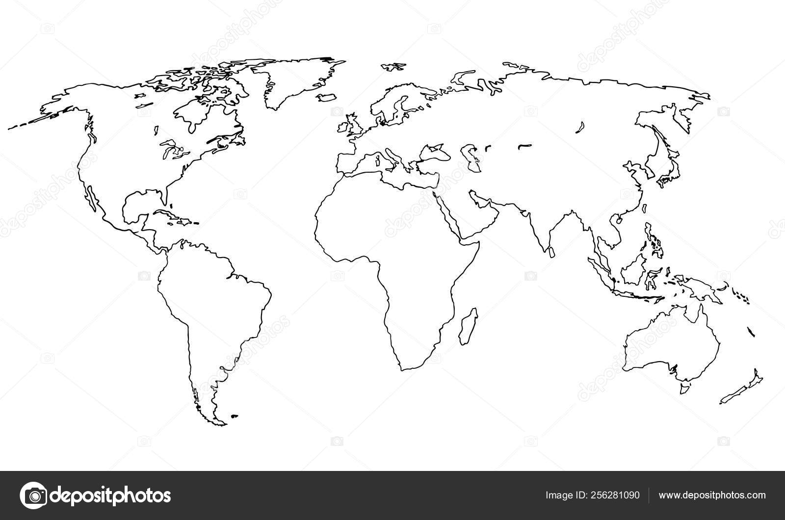 Doodle world map sketch. Planet Earth sketch — Stock Vector ...