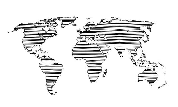 Doodle mapa świata szkic. Planeta Ziemia-szkic — Wektor stockowy