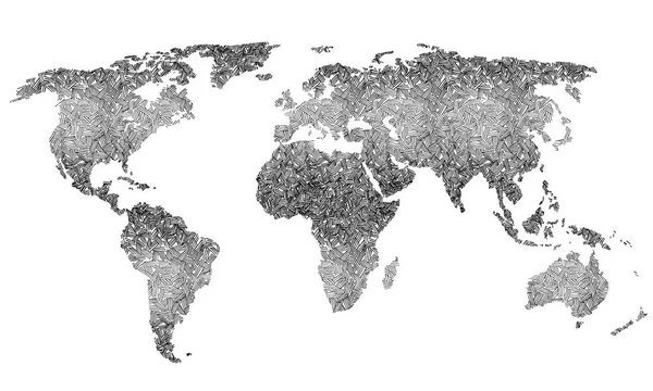 Doodle mapa świata szkic. Planeta Ziemia-szkic — Wektor stockowy