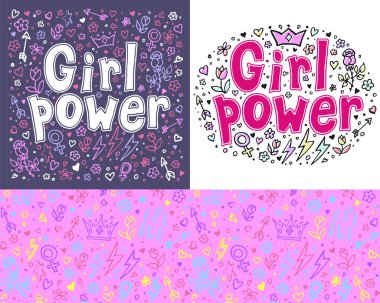 Kız güç alıntı el çizilmiş yazı. Feminizm sloganı