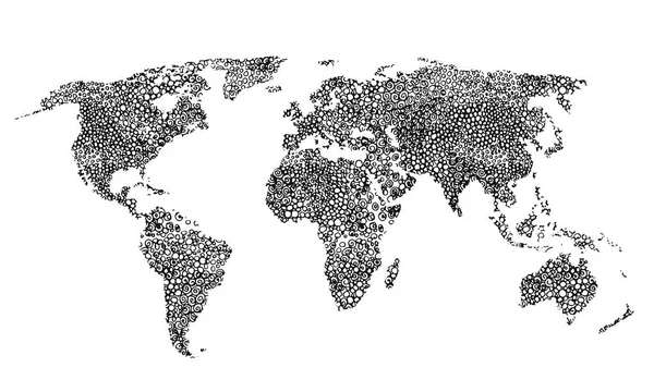 Doodle mapa świata szkic. Planeta Ziemia-szkic — Wektor stockowy