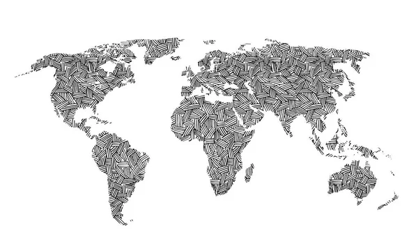 Doodle mapa świata szkic. Planeta Ziemia-szkic — Wektor stockowy