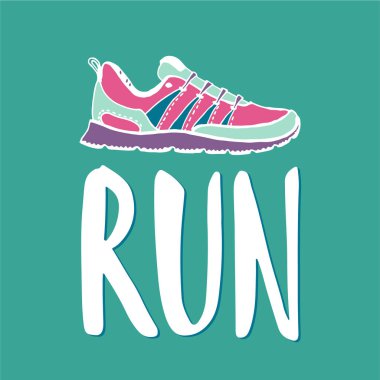 Motivasyon illüstrasyon çalıştırın. Spor tipografisi