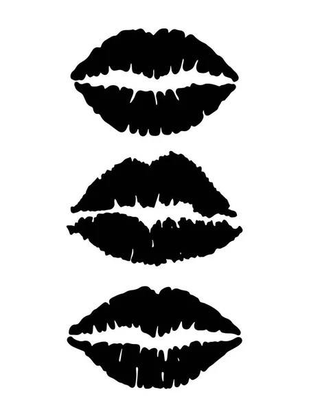 Conjunto de formas de labios negros en blanco — Archivo Imágenes Vectoriales