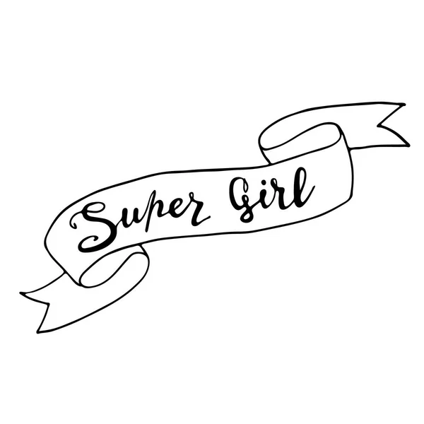 Girl Power cite lettrage dessiné à la main. slogan féminisme — Image vectorielle