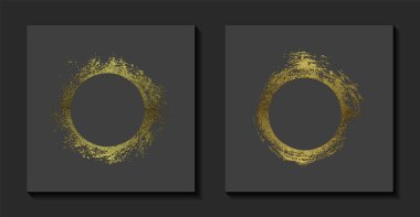 Yuvarlak grunge altın çerçeve seti