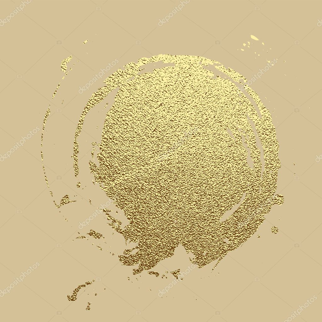 Gold paint stroke. Abstract gold glittering textured art illustration. Hand drawn brush frame design element. Vector illustration