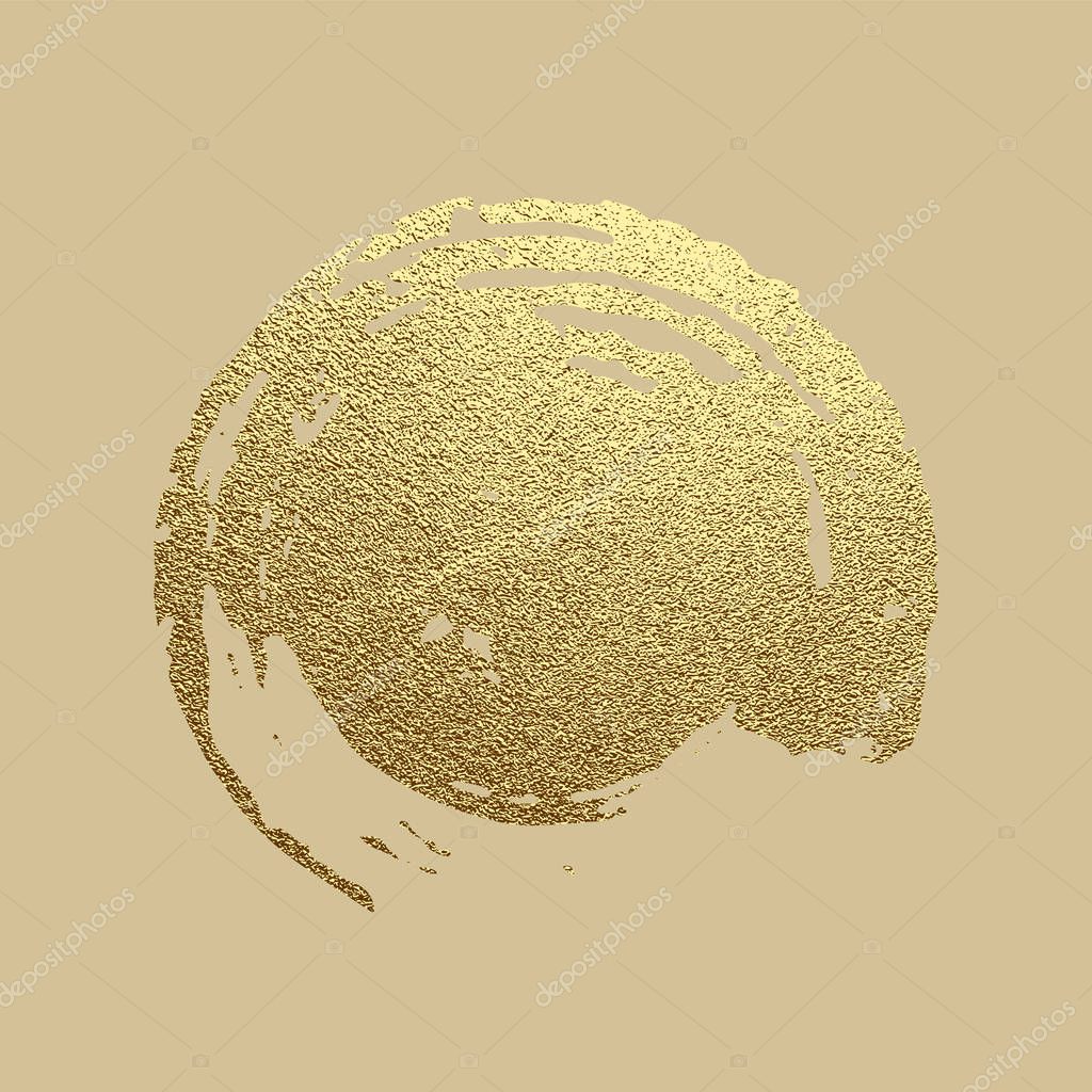 Gold paint stroke. Abstract gold glittering textured art illustration. Hand drawn brush frame design element. Vector illustration