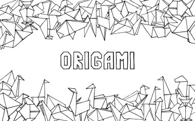 Origami hayvanlar el çizilmiş doodle seti