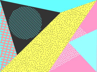 Memphis geometrik deseni. Vektör illüstrasyonu.