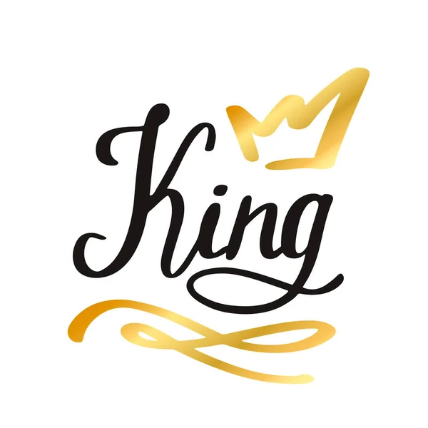 Lettrage King Avec Couronne Dans Style Doodle Simple Conception Impression — Image vectorielle