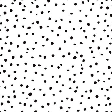 Doodle Dots Kusursuz Desen. Sketchy Hand çizilmiş grafik baskısı. Siyah ve beyaz noktalı arka plan. Çirkin boyalı süs. Vektör illüstrasyonu.