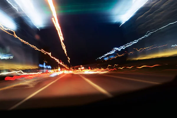 Night drive long exposure lightpainting in the traffic
