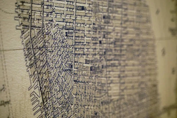 Vintage cartography city plan close up view