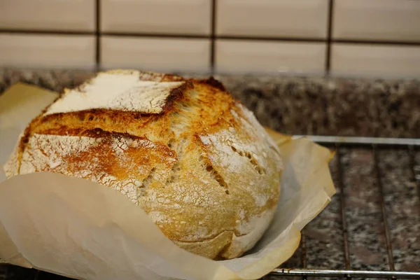 Sour Yeast Artisan Home Made Baked Bread Kitchen — Stock Photo, Image