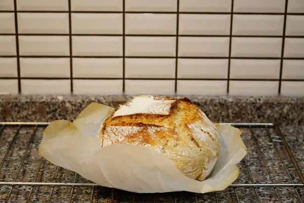 Levedura Azeda Artesanal Casa Fez Pão Cozido Cozinha — Fotografia de Stock