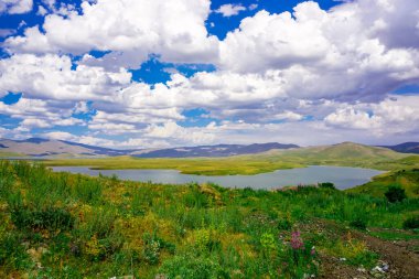 Erzurum 'da kedi barajı bulutlu bir günde