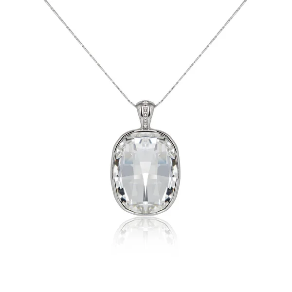 Ciondolo Diamante Isolato Sfondo Bianco — Foto Stock