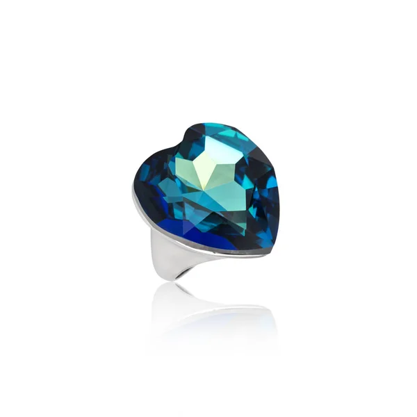 Sapphire Ring Isolated White Background — Stock Photo, Image