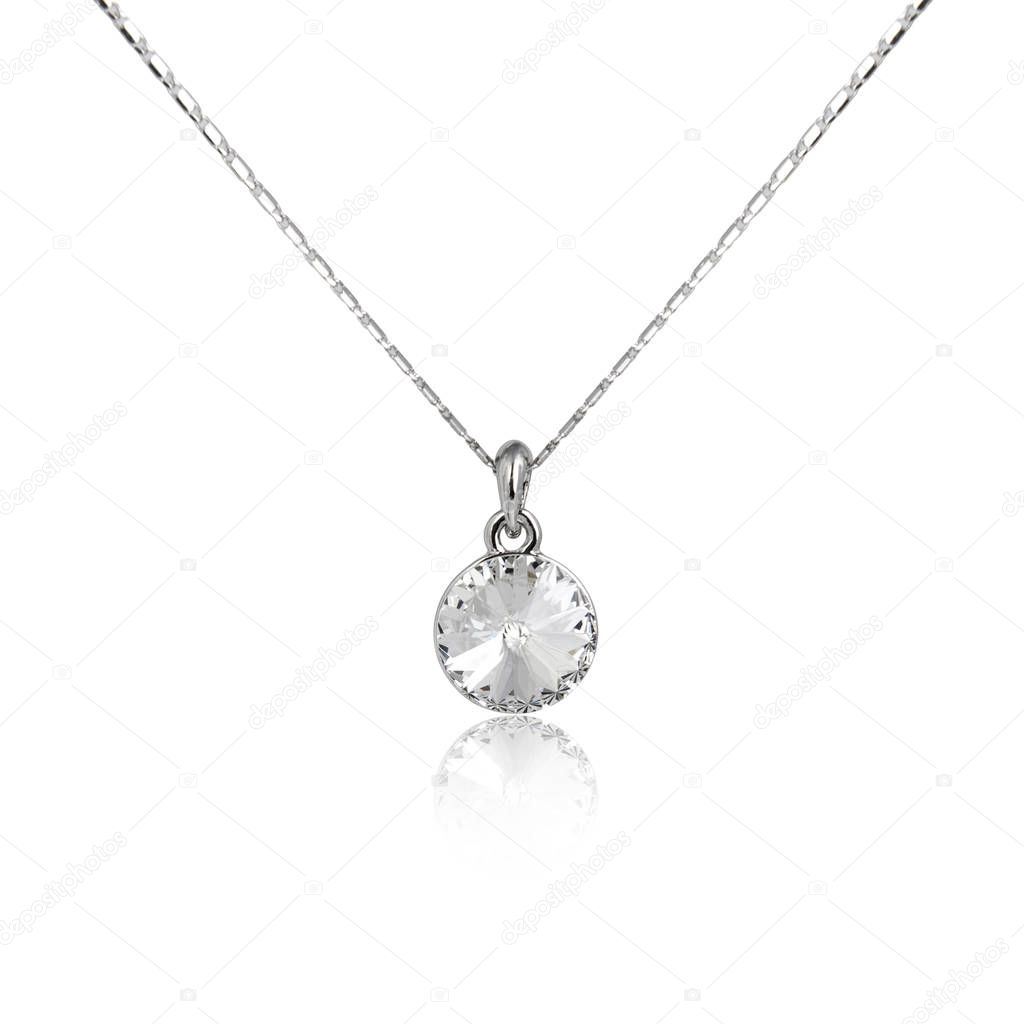 Diamond pendant isolated on white backgroun