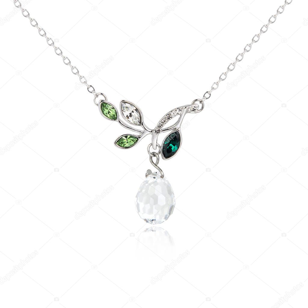 Fashion diamond pendant isolated on white background