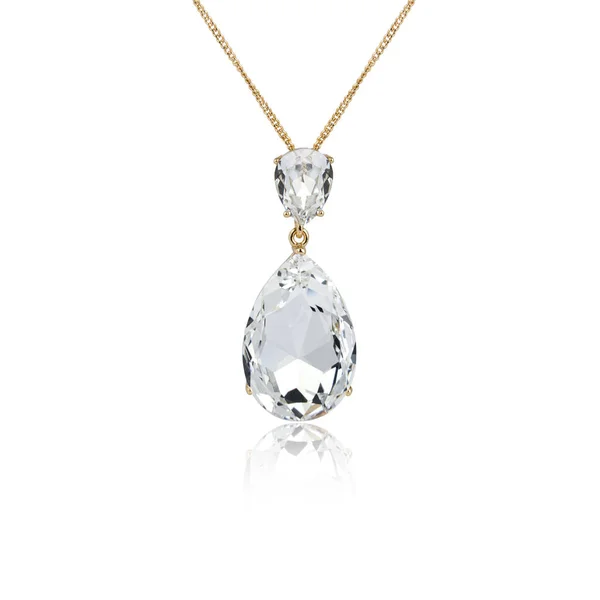 Ciondolo Diamante Isolato Sfondo Bianco — Foto Stock