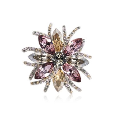 Beyaz arka plan üzerinde izole Elmas Broş