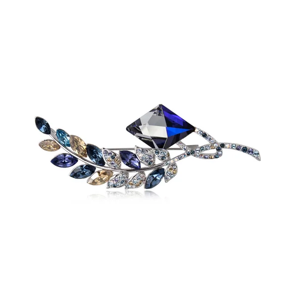Diamond Brooch Isolated White Background — Stock Photo, Image