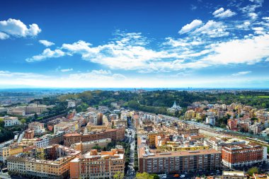 Roma, İtalya, Vatikan ile. Vatikan ve hava görünümünde bina ile şehrin ünlü Saint Peter's Meydanı ve eski cityscape.