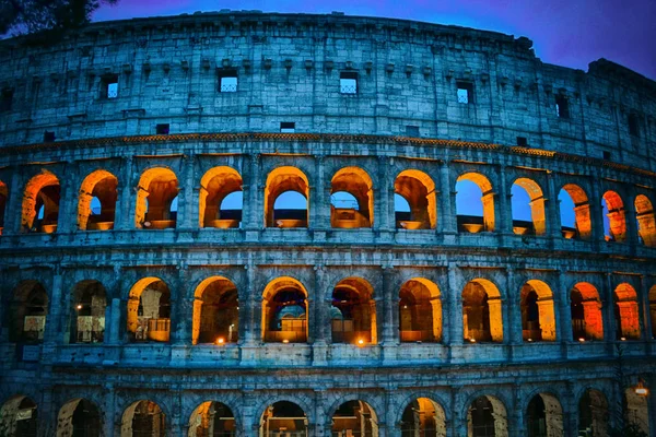 Colosseum Éjjel Róma Olaszország — Stock Fotó