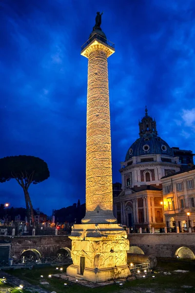 Romeinse Ruïnes Rome Italië Nachts — Stockfoto