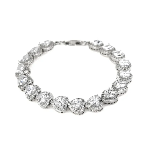 Bracelet Diamant Argent Isolé Sur Fond Blanc — Photo